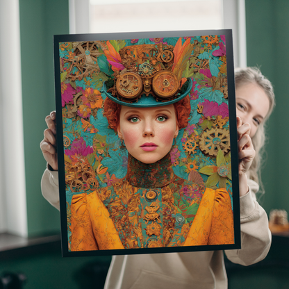 Detailed Steampunk Woman Jigsaw Puzzle – Fantasy Floral Art with Intricate Victorian Hat Puzzle The Puzzle Chest