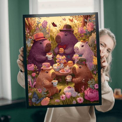 Capybara Tea Party in the Meadow Jigsaw Puzzle, Animal Themed Game for Kids and Adults Puzzle The Puzzle Chest