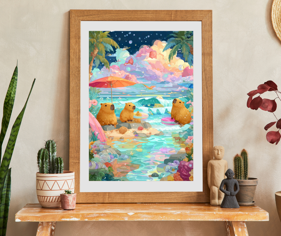 Beach Day Capybaras Puzzle, Tropical Paradise Beach Scene Animal Jigsaw Game Puzzle The Puzzle Chest
