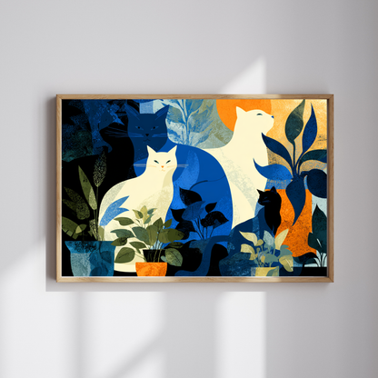 Cats and Plants Collage Jigsaw Puzzle, Animal Theme Abstract Cat Art Puzzle Inspired by Matisse Puzzle The Puzzle Chest