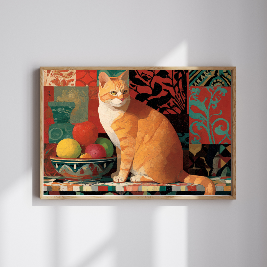 The Cat and the Fruit Bowl – Still Life Art Jigsaw Puzzle, Animal Theme Colorful Fauvist Cat Puzzle Puzzle The Puzzle Chest