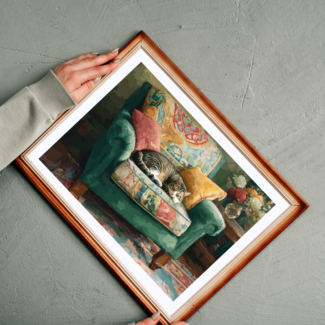 Cat and the Green Armchair – Cozy Interior Jigsaw Puzzle, Animal Theme Fauvist Cat Home Puzzle for Kitten Lover Puzzle The Puzzle Chest