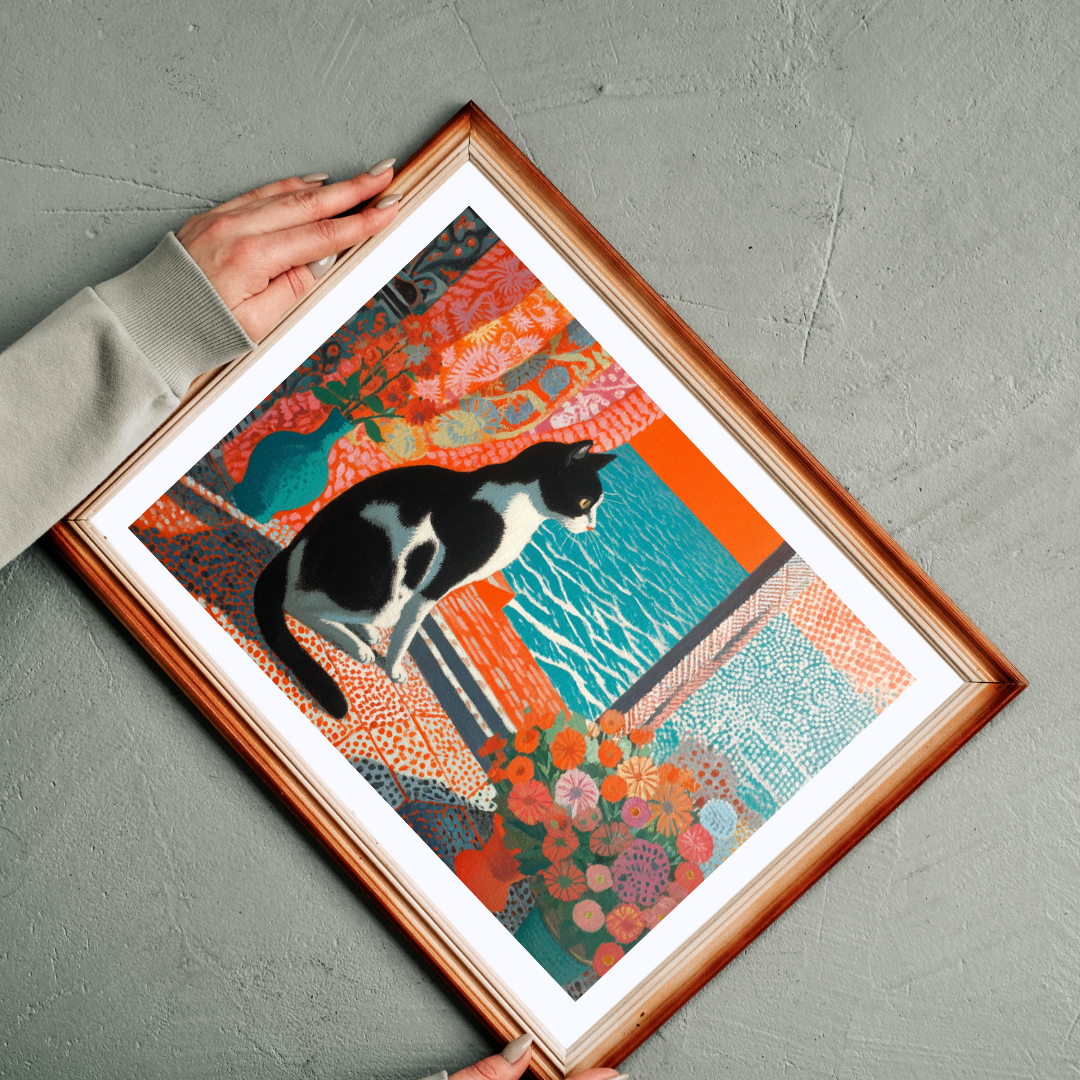 Cat by the Open Window – Fauvist Interior Cat Jigsaw Puzzle, Animal Theme Seaside Art Puzzle, Matisse-Inspired Puzzle The Puzzle Chest