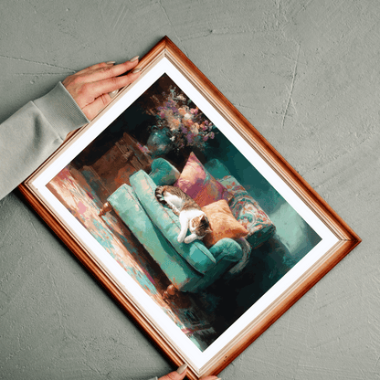 Sleeping Cat on Armchair Jigsaw Puzzle  | Animal Themed Jigsaw Game