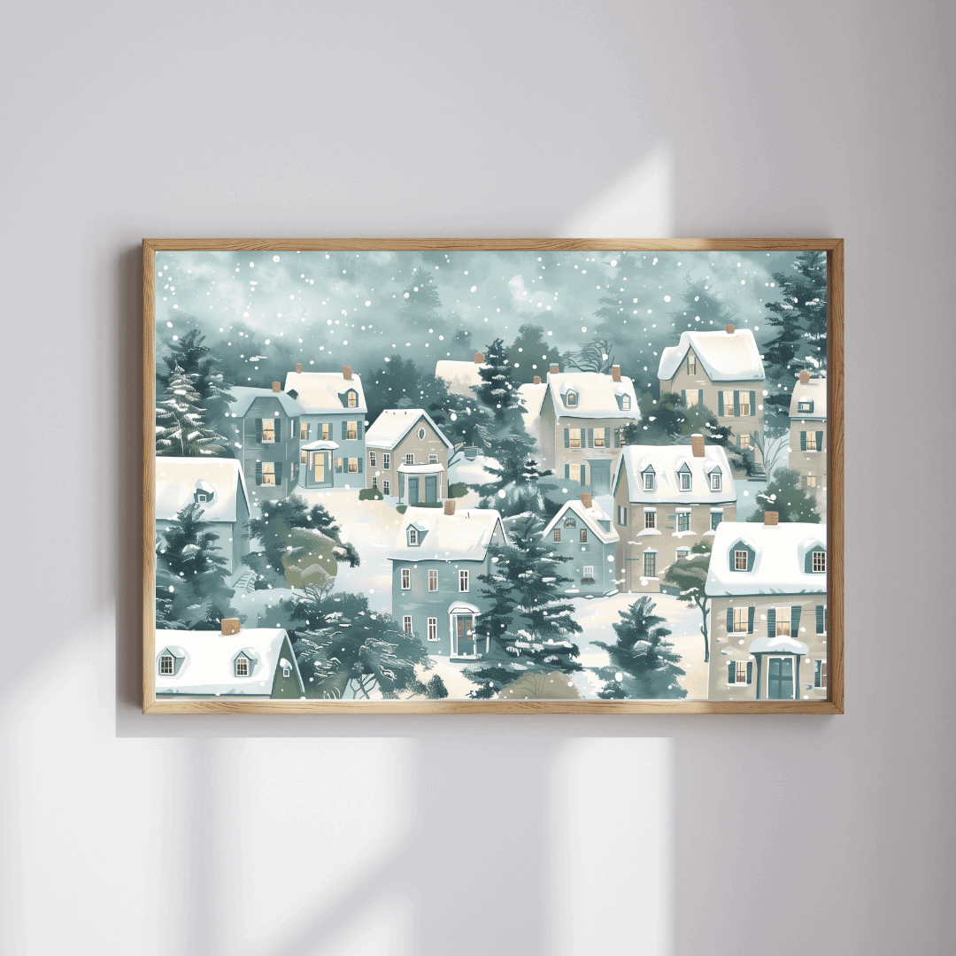 Snowy Village Winter Scene Jigsaw Puzzle