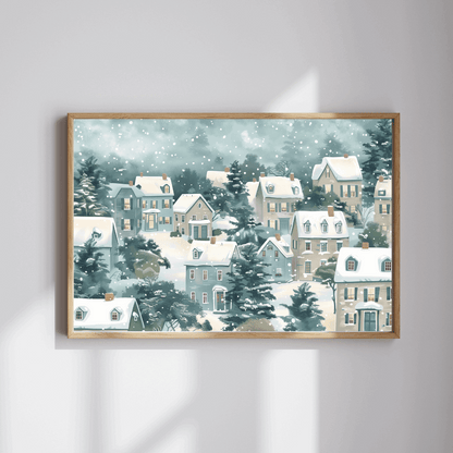 Snowy Village Winter Scene Jigsaw Puzzle