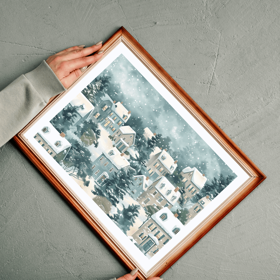 Snowy Village Winter Scene Jigsaw Puzzle
