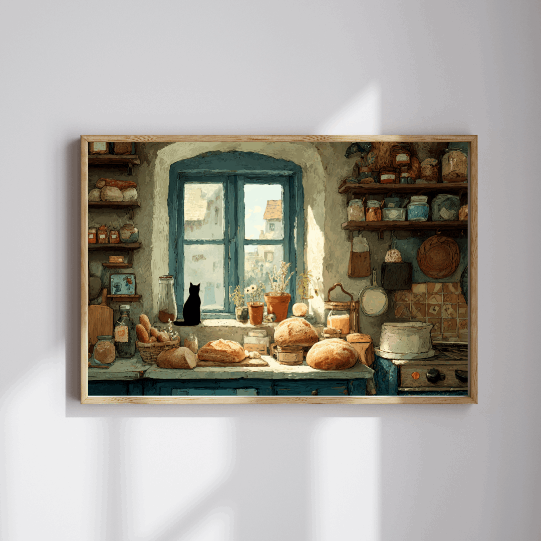 Cozy Kitchen Scene Cat on Windowsill Puzzle - Animal Themed Brain Teaser
