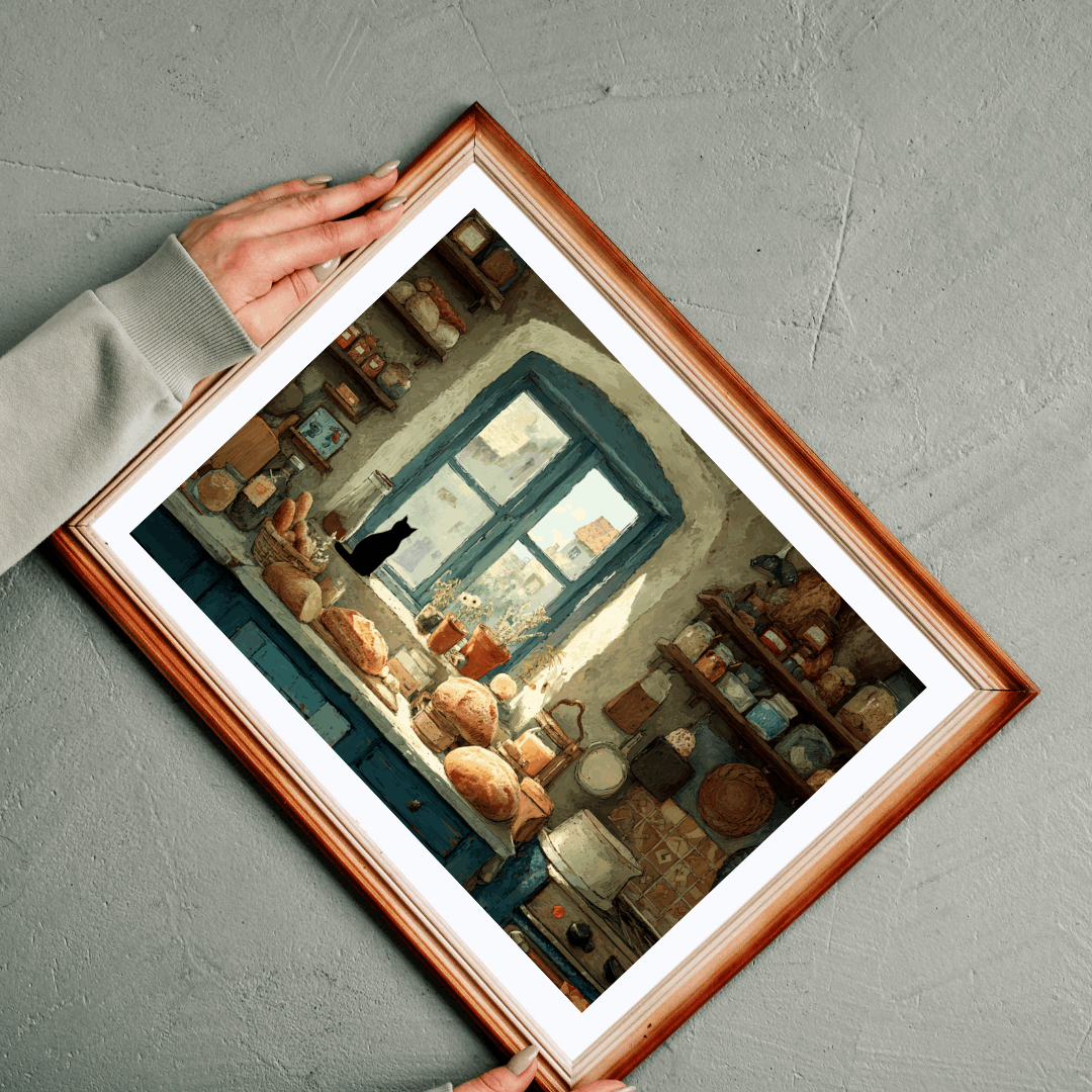 Cozy Kitchen Scene Cat on Windowsill Puzzle - Animal Themed Brain Teaser