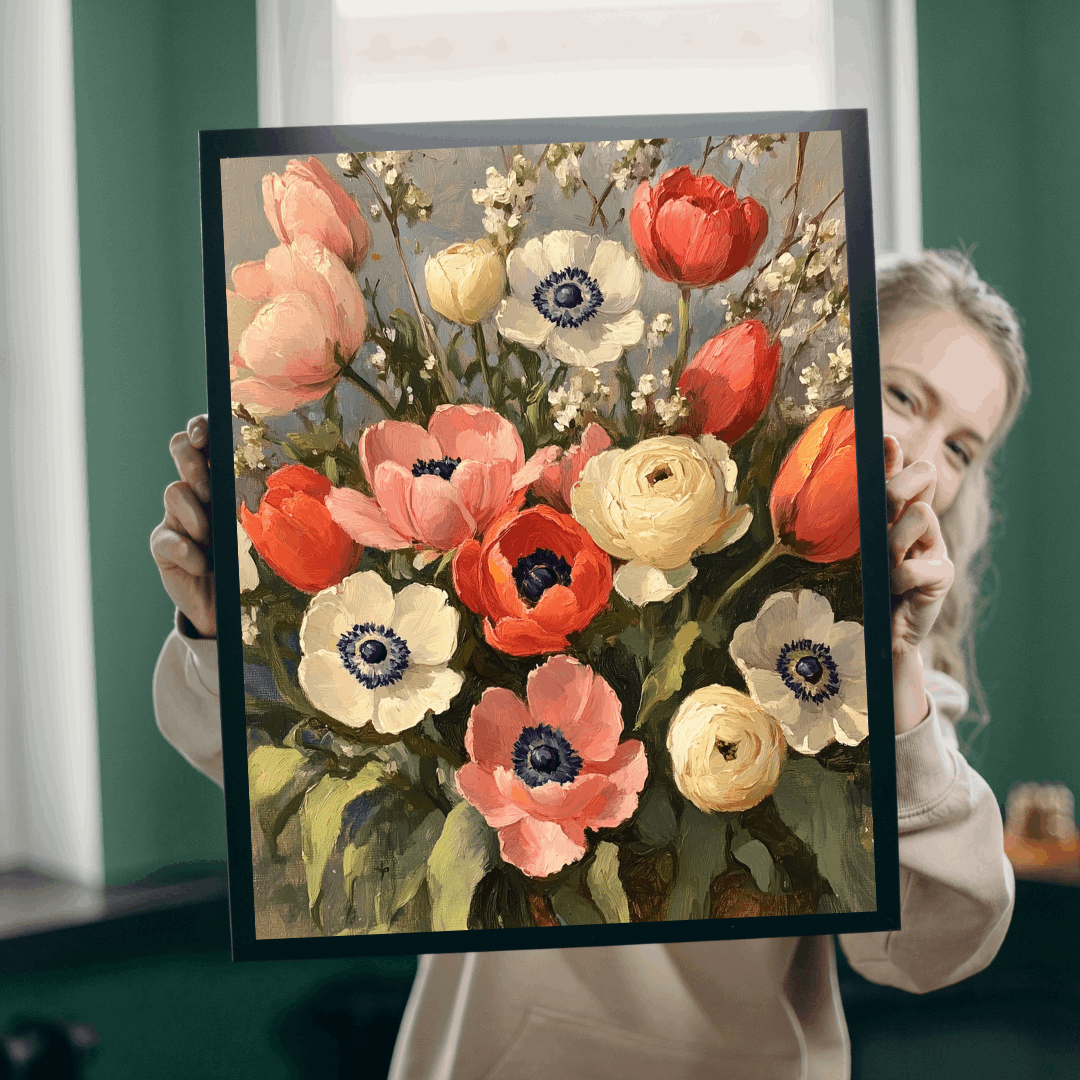 Vintage Anemone and Ranunculus Floral Puzzle 110-1014-piece | Botanical Jigsaw