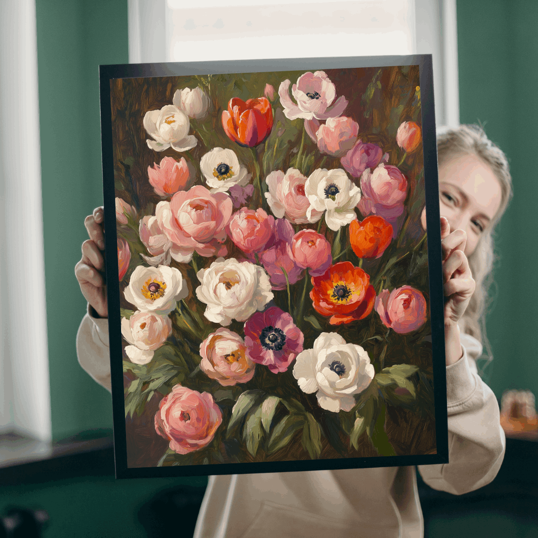 Vintage Floral Bouquet Puzzle 1101-1014 Piece | Anemone & Ranunculus Art Puzzle