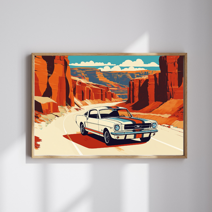 Vintage Muscle Puzzle | Desert Car Road Trip Scene Jigsaw Game