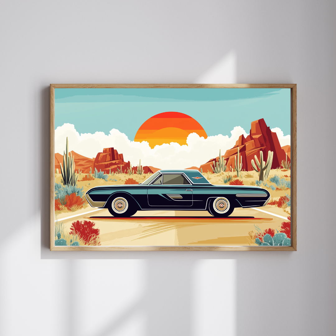 Retro Muscle Car Desert Sunset Puzzle | 110-1014 Piece Jigsaw