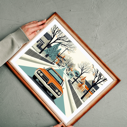 Vintage Car Puzzle | Mid-Century Suburban Street Scene Jigsaw Game