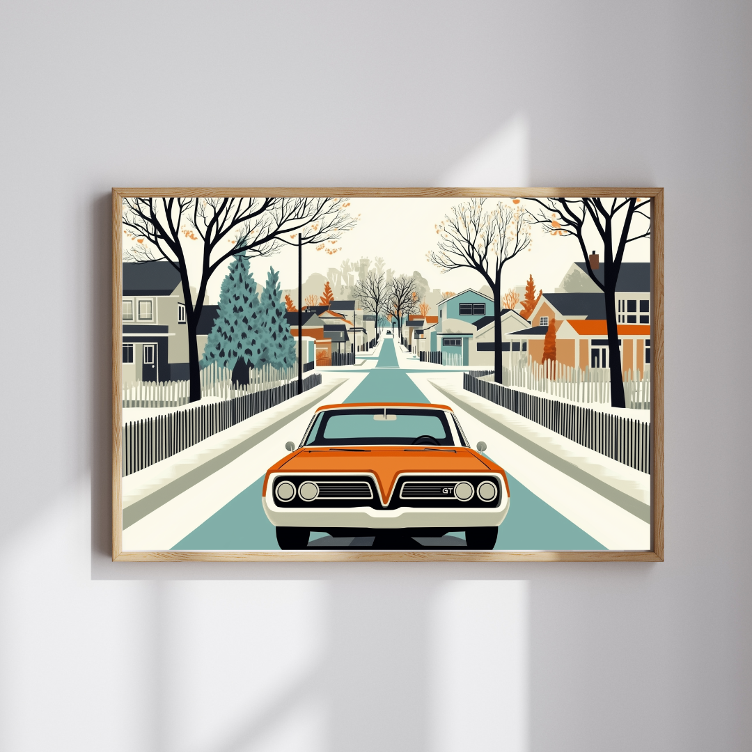 Vintage Car Puzzle | Mid-Century Suburban Street Scene Jigsaw Game