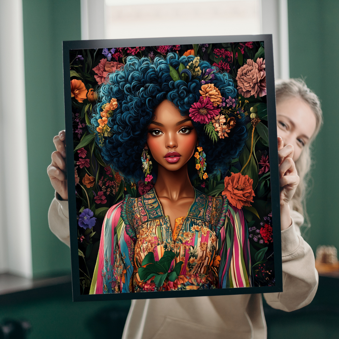 Afro Floral Portrait Puzzle | 110-1014 Piece Art Jigsaw
