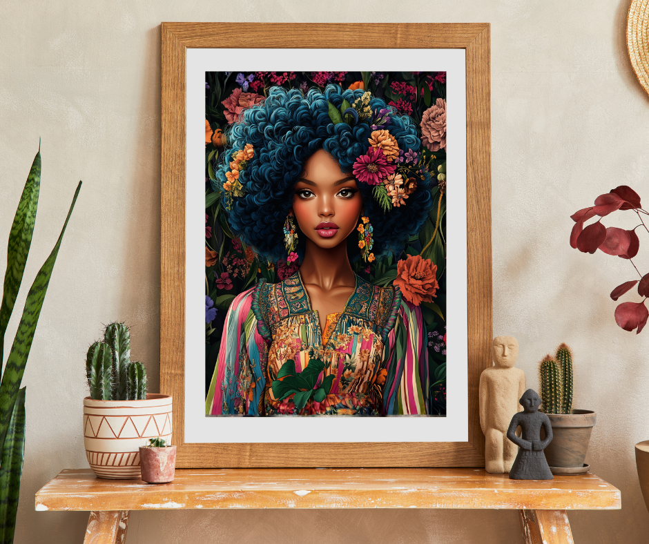Afro Floral Portrait Puzzle | 110-1014 Piece Art Jigsaw