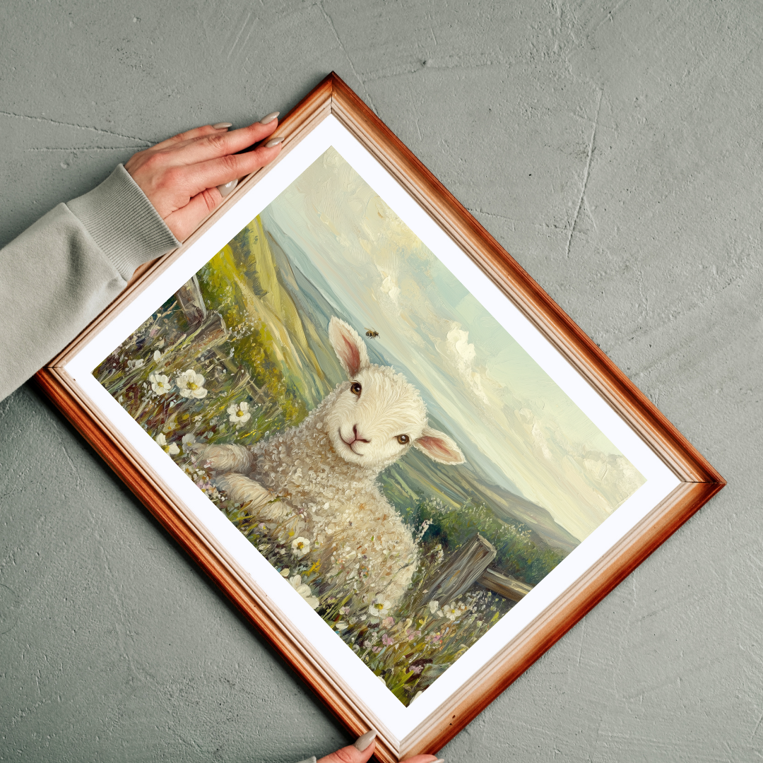 Lamb in Wildflowers Puzzle | Sheep in Countryside Landscape | 110/252/520/1014-piece Puzzle The Puzzle Chest
