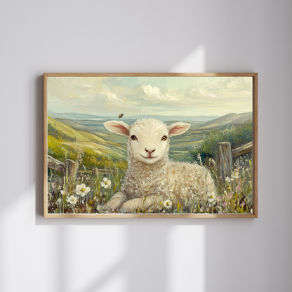 Lamb in Wildflowers Puzzle | Sheep in Countryside Landscape | 110/252/520/1014-piece Puzzle The Puzzle Chest