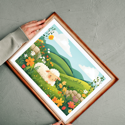 Sleeping Lamb Meadow Puzzle | Cute Sheep Jigsaw Puzzle, Spring Floral Scene Puzzle The Puzzle Chest