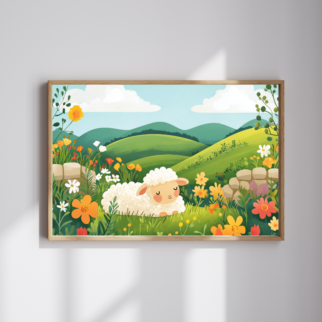 Sleeping Lamb Meadow Puzzle | Cute Sheep Jigsaw Puzzle, Spring Floral Scene Puzzle The Puzzle Chest