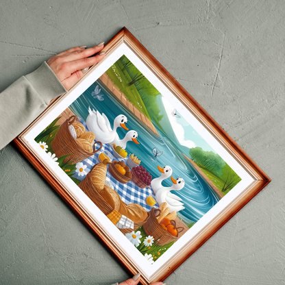 Duck Family Picnic Puzzle | Scenic River Picnic Animal Jigsaw Game Puzzle The Puzzle Chest