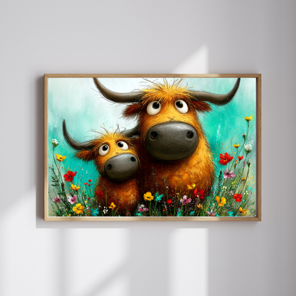 Whimsical Highland Cows Puzzle | 110/252/520 Piece Jigsaw Puzzle The Puzzle Chest