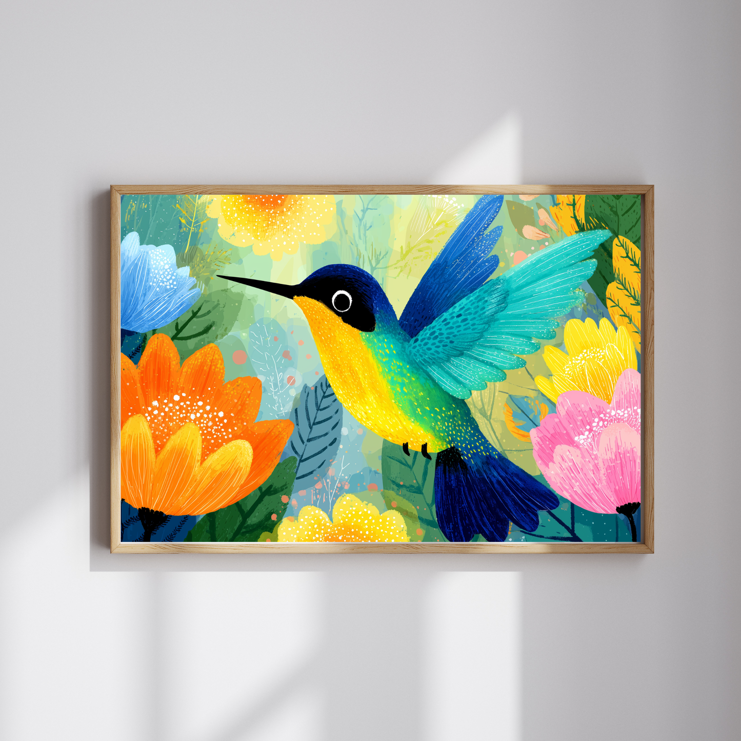 Colorful Hummingbird Illustration Puzzle | Floral Bird Jigsaw Puzzle The Puzzle Chest