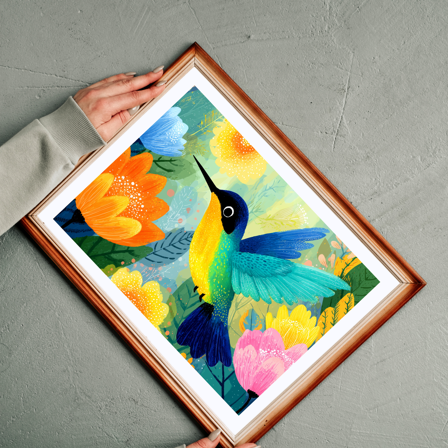 Colorful Hummingbird Illustration Puzzle | Floral Bird Jigsaw Puzzle The Puzzle Chest