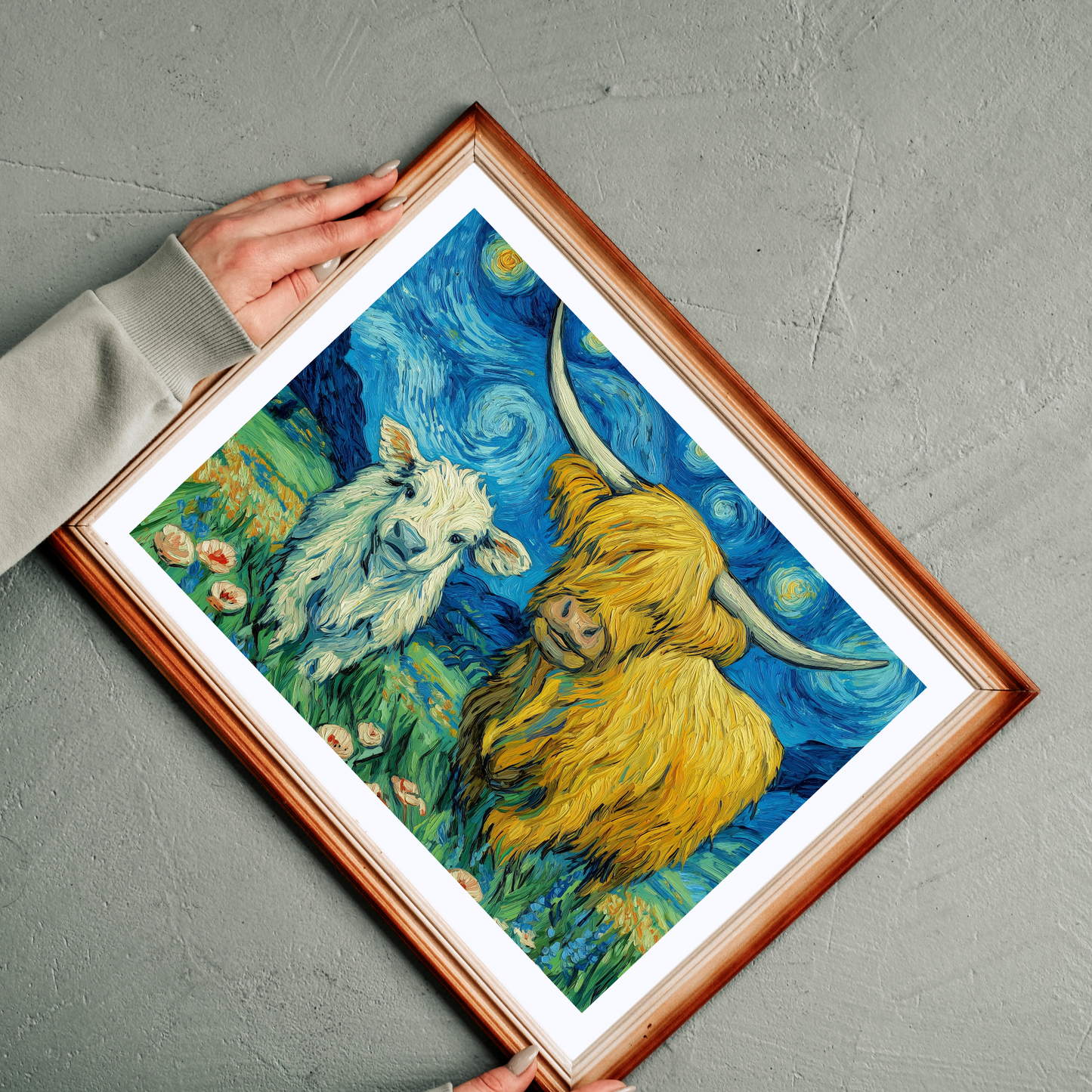 Highland Cow and Calf Puzzle 110/252/520/1014-piece | Van Gogh Starry Sky Style Jigsaw Puzzle The Puzzle Chest