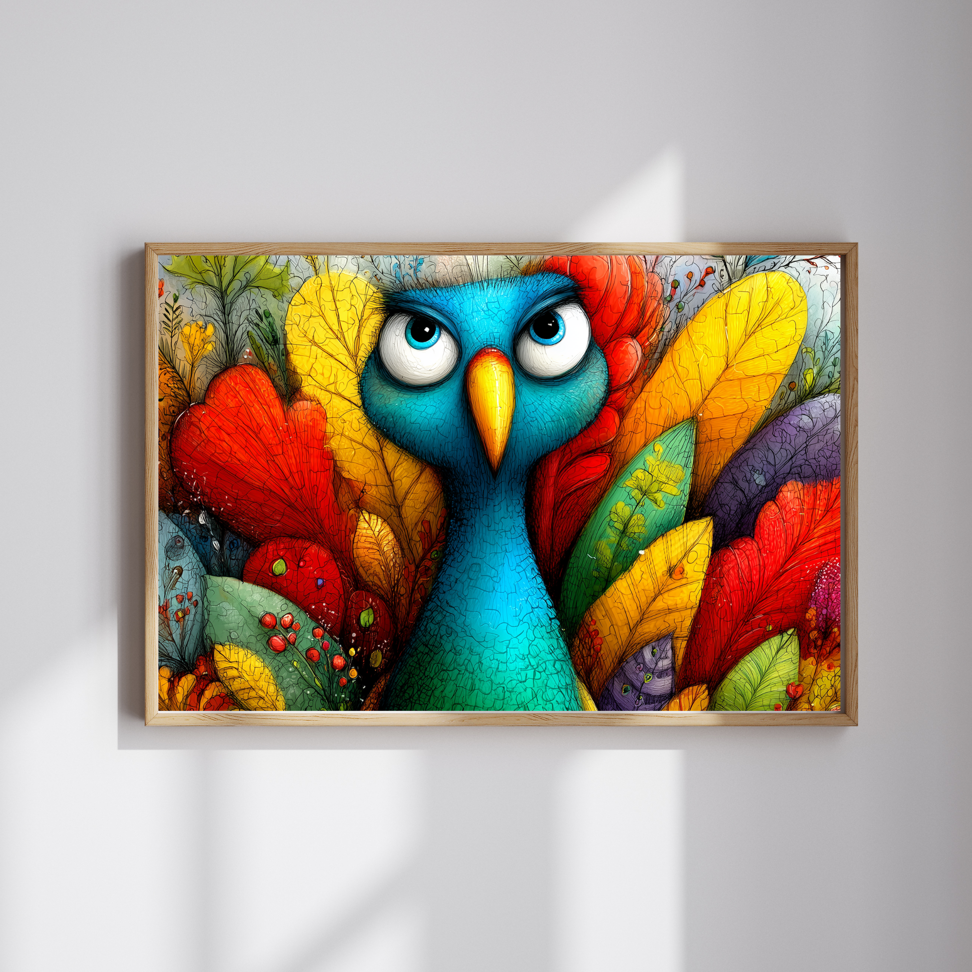 Colorful Blue Bird Illustration Puzzle | 110-1014 Piece Farm Animal Chicken Jigsaw Puzzle The Puzzle Chest