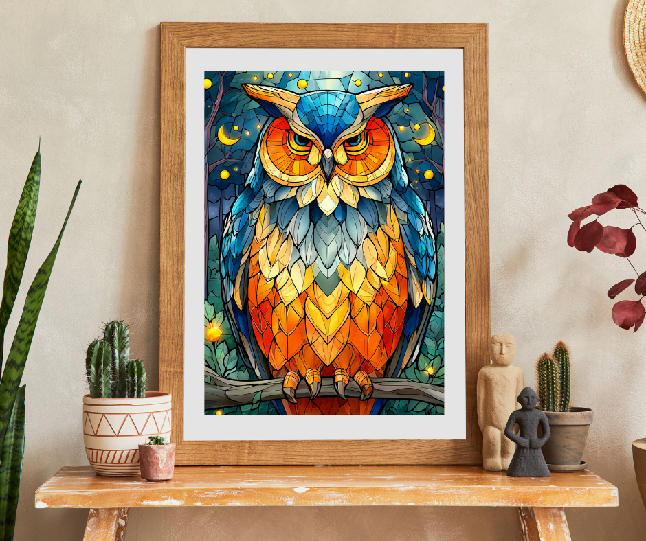 Stained Glass Style Owl Puzzle | 110/252/520/1014 Piece Colorful Owl Jigsaw Puzzle The Puzzle Chest