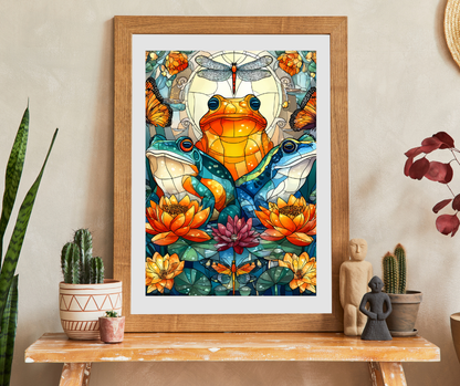 Colorful Frog and Lotus Illustration Puzzle | 110/252/520/1014 Piece Animal Jigsaw Puzzle The Puzzle Chest