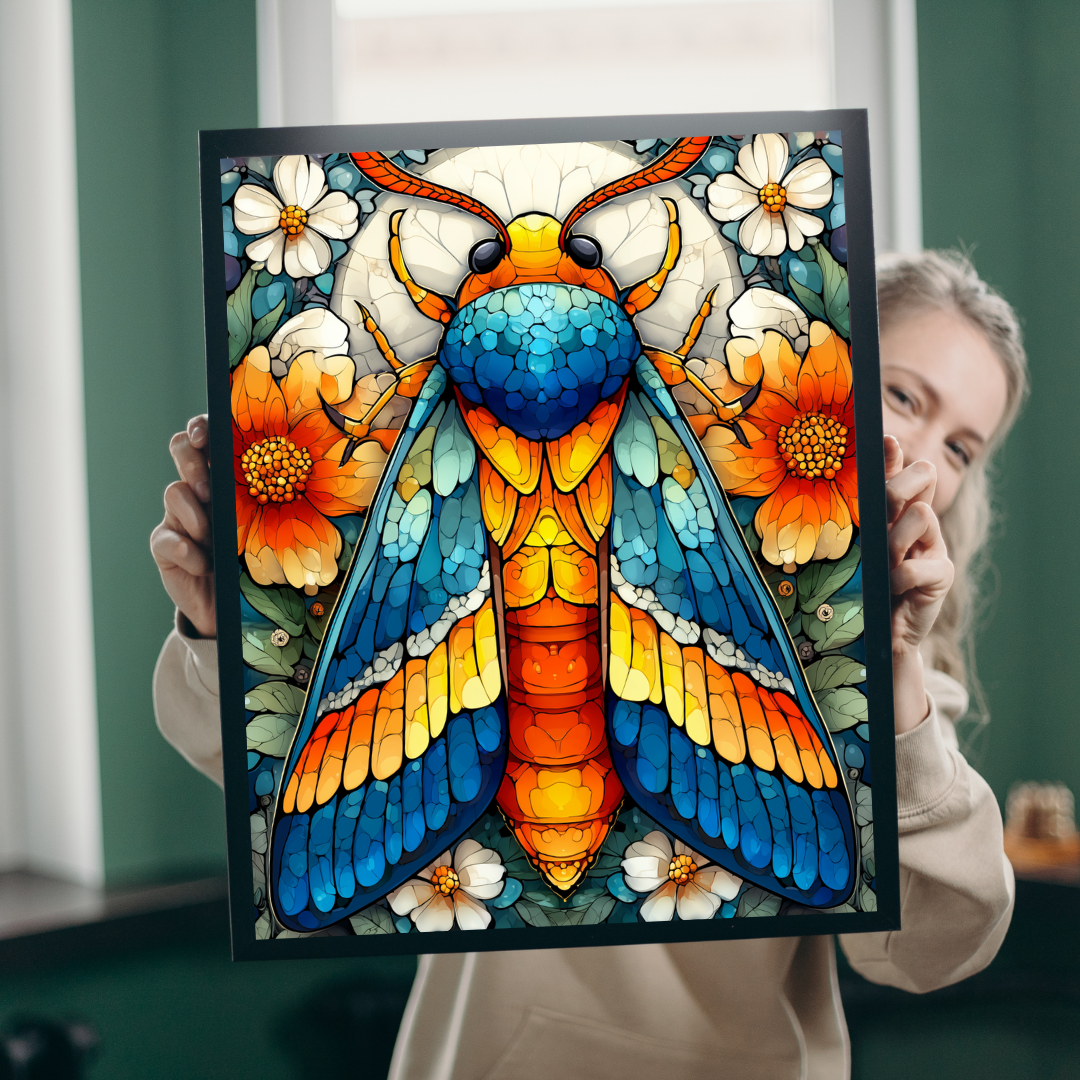 Colorful Moth Illustration Puzzle | 110-1014 Piece Stained Glass Style Jigsaw Puzzle The Puzzle Chest