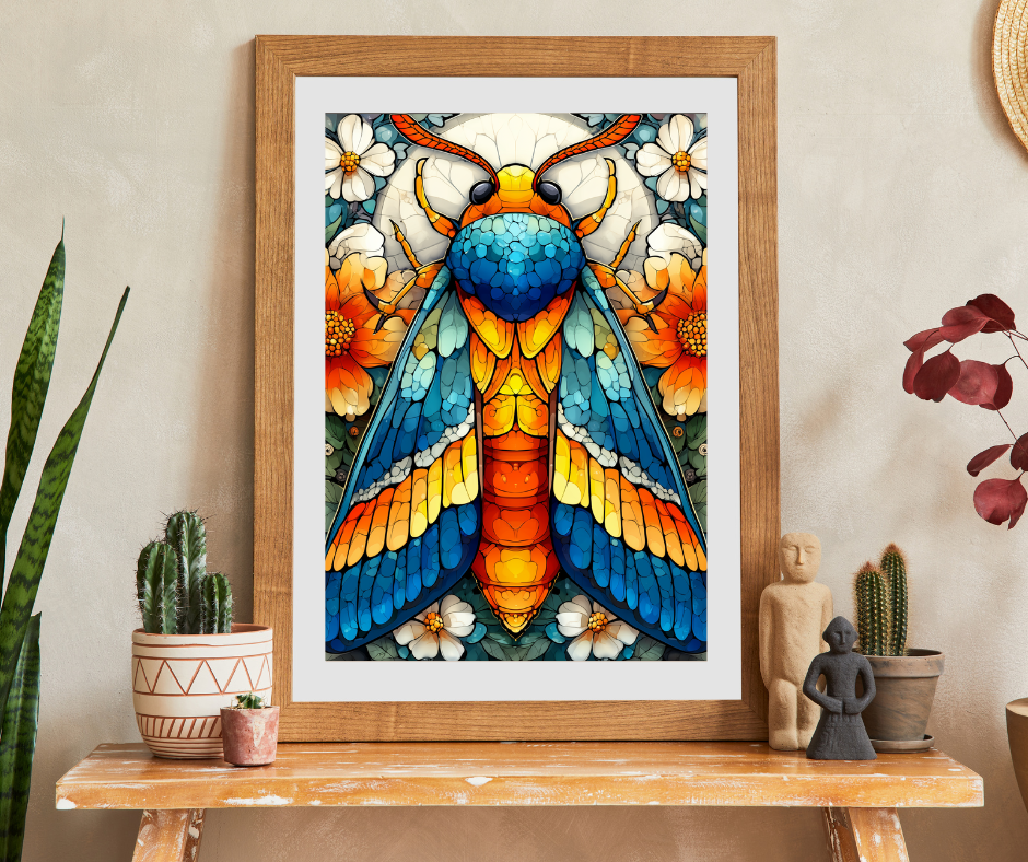 Colorful Moth Illustration Puzzle | 110-1014 Piece Stained Glass Style Jigsaw Puzzle The Puzzle Chest