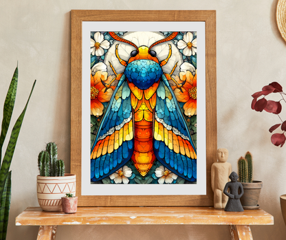 Colorful Moth Illustration Puzzle | 110-1014 Piece Stained Glass Style Jigsaw Puzzle The Puzzle Chest