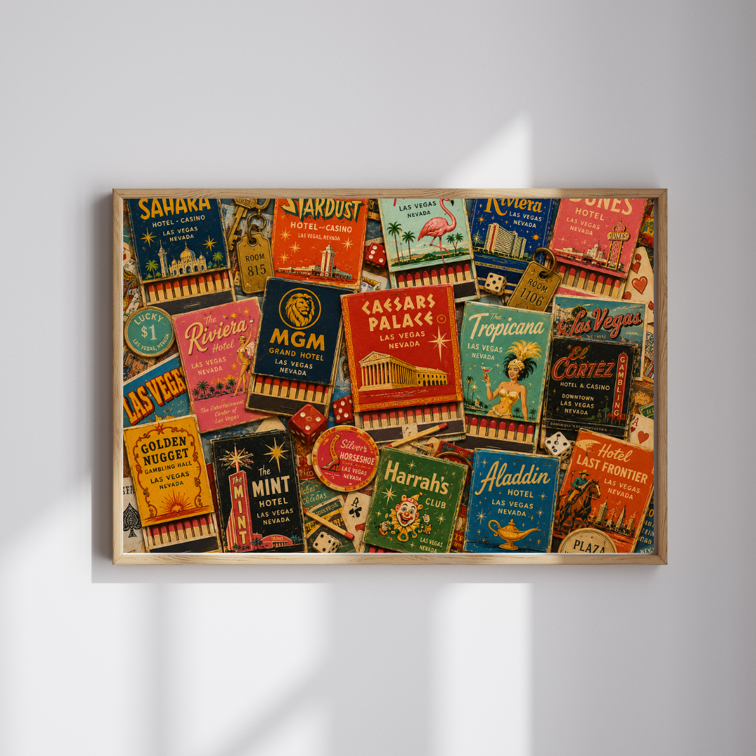 Vintage Las Vegas Matchbook Puzzle | Retro Casino Memorabilia Jigsaw | Classic Strip Neon Nostalgia Puzzle The Puzzle Chest