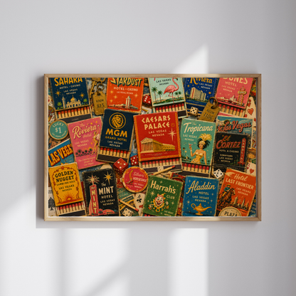 Vintage Las Vegas Matchbook Puzzle | Retro Casino Memorabilia Jigsaw | Classic Strip Neon Nostalgia Puzzle The Puzzle Chest