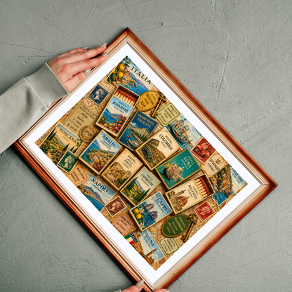 Italy Matchbook Puzzle | Italian Travel Memorabilia Jigsaw | Mediterranean Landmark European Vacation Nostalgia Puzzle The Puzzle Chest