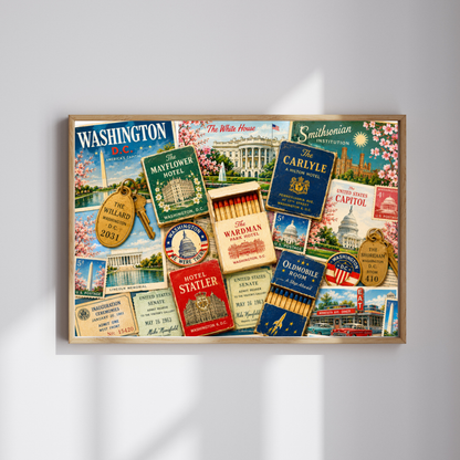 Washington DC Matchbook Puzzle | American History Memorabilia Jigsaw | Capital Landmark Patriotic Travel Nostalgia Puzzle The Puzzle Chest