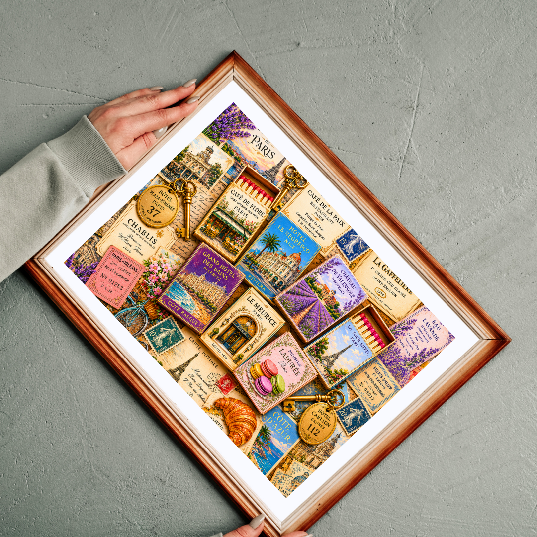 Colorful France Matchbook Puzzle | Paris Travel Memorabilia Jigsaw | French Café Collection Challenge | European Nostalgia Puzzle The Puzzle Chest