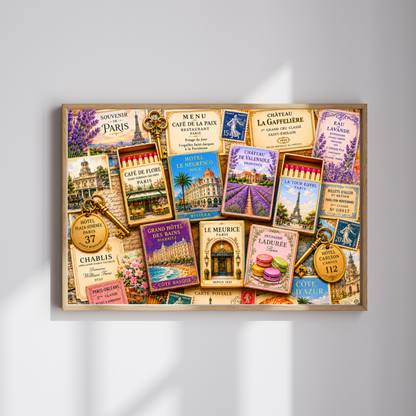 Colorful France Matchbook Puzzle | Paris Travel Memorabilia Jigsaw | French Café Collection Challenge | European Nostalgia Puzzle The Puzzle Chest