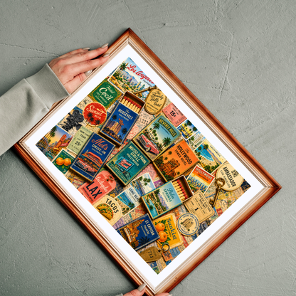 Vintage Los Angeles Matchbook Puzzle | Hollywood Memorabilia Jigsaw | California Landmark Retro LA Nostalgia