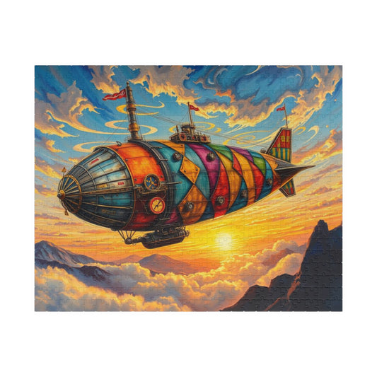 Steampunk Airship Puzzle - 110, 252, 520, 1014-piece | Vintage Adventure Jigsaw for Family Fun, Gift for Puzzle Lovers, Home Décor 520 pcs (Horizontal) Puzzle The Puzzle Chest
