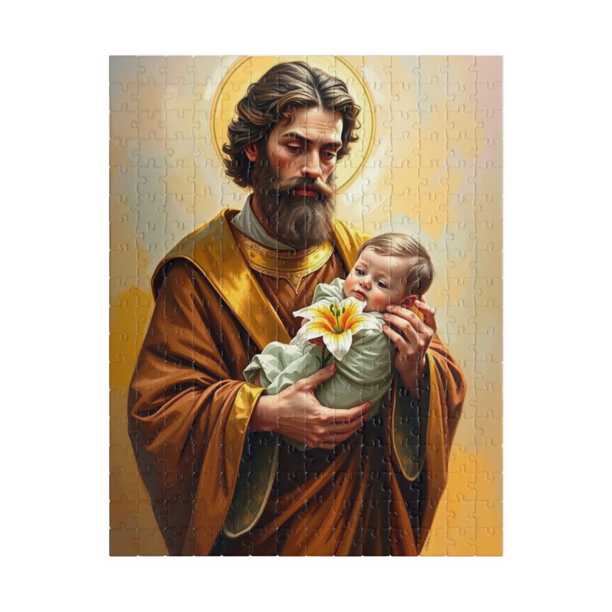 Puzzle, Saint Joseph Religious Artwork Jigsaw, 110 252 520 1014 Piece Game, Meditation Hobby Gift for Catholics Spiritual Home Entertainment 252 pcs (Vertical) Puzzle The Puzzle Chest