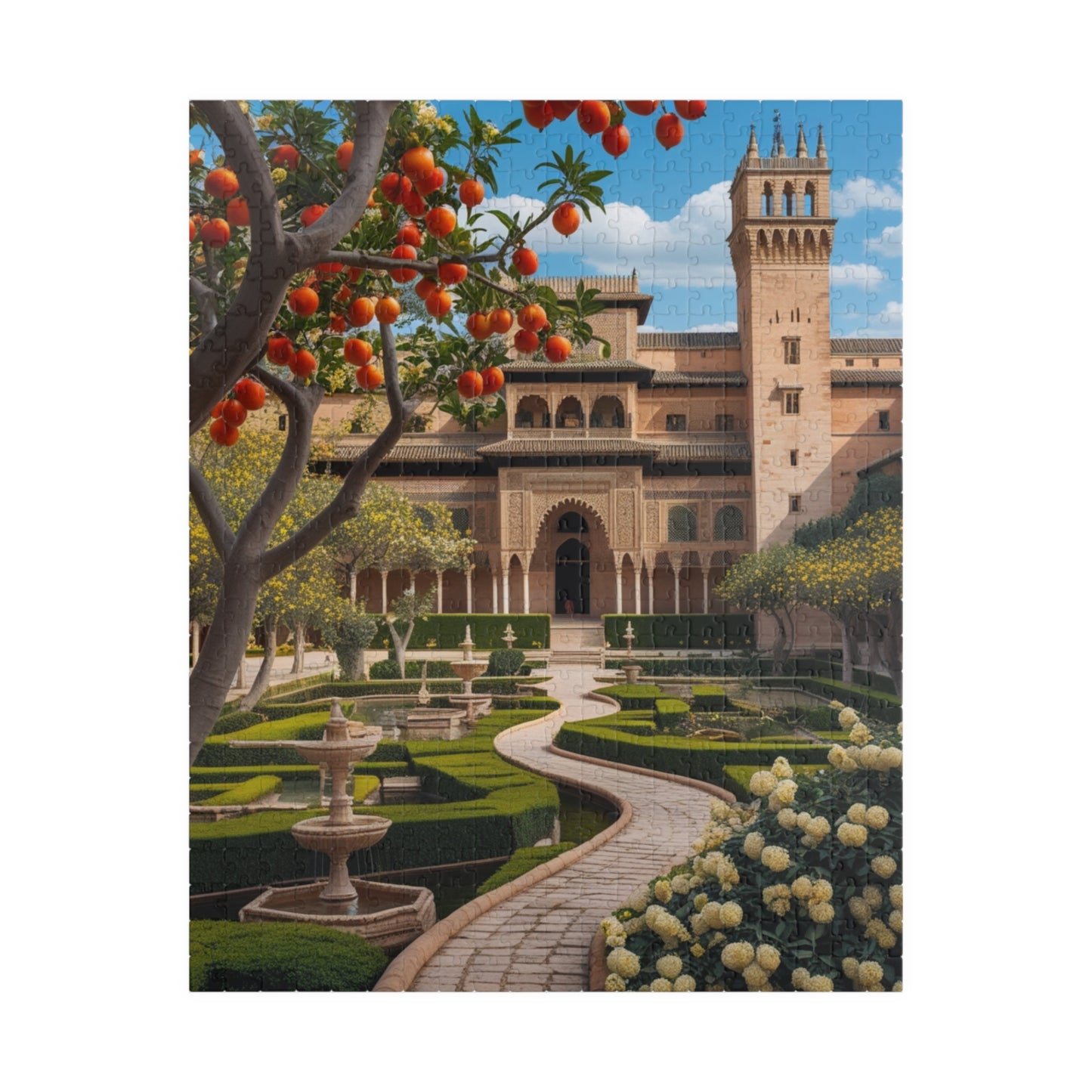 Alhambra Palace Landmark Puzzle, Spanish Architecture Jigsaw Game, Pomegranate Tree Garden, Family Entertainment, Quiet Leisure Activity 520 pcs (Vertical) Puzzle The Puzzle Chest
