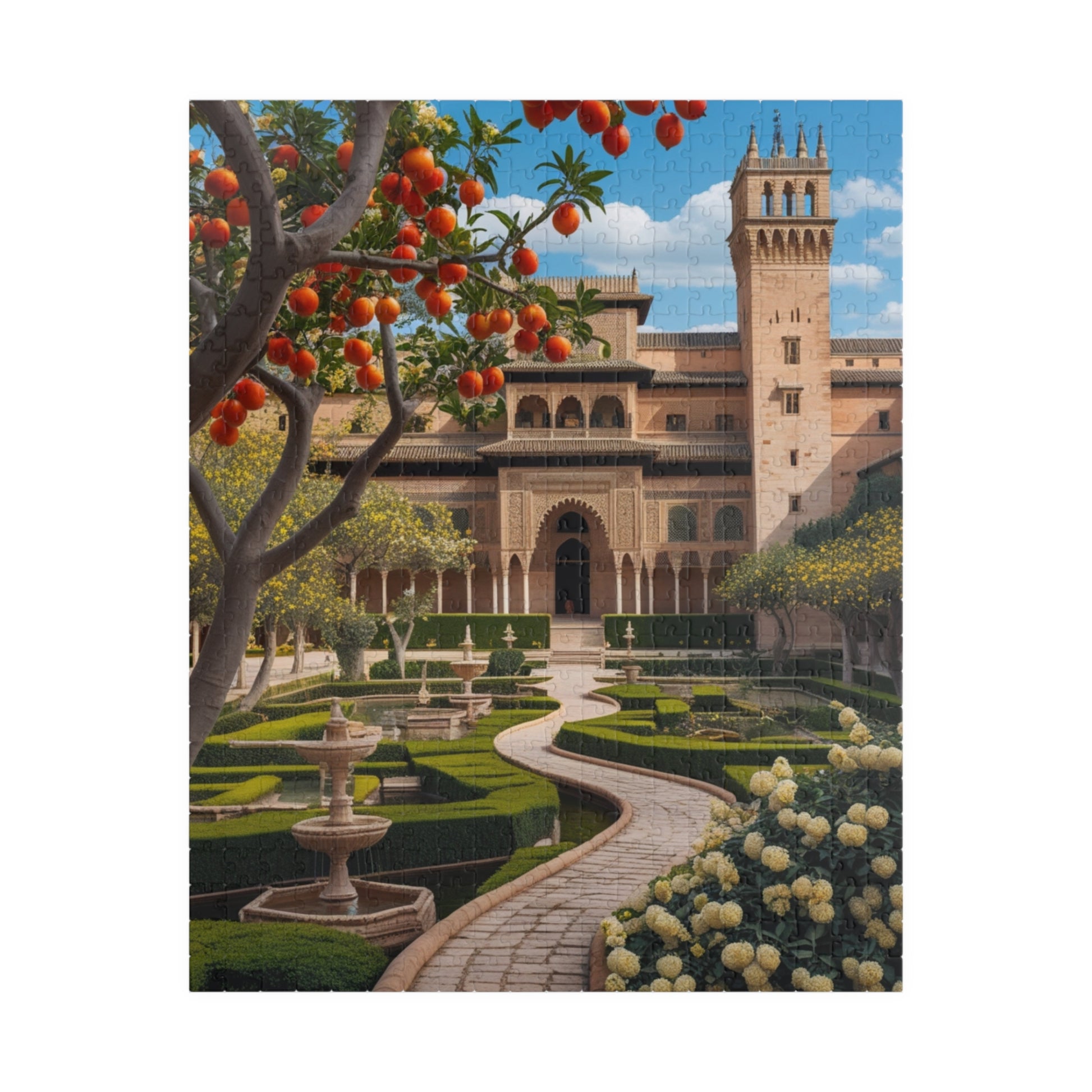 Alhambra Palace Landmark Puzzle, Spanish Architecture Jigsaw Game, Pomegranate Tree Garden, Family Entertainment, Quiet Leisure Activity 520 pcs (Vertical) Puzzle The Puzzle Chest