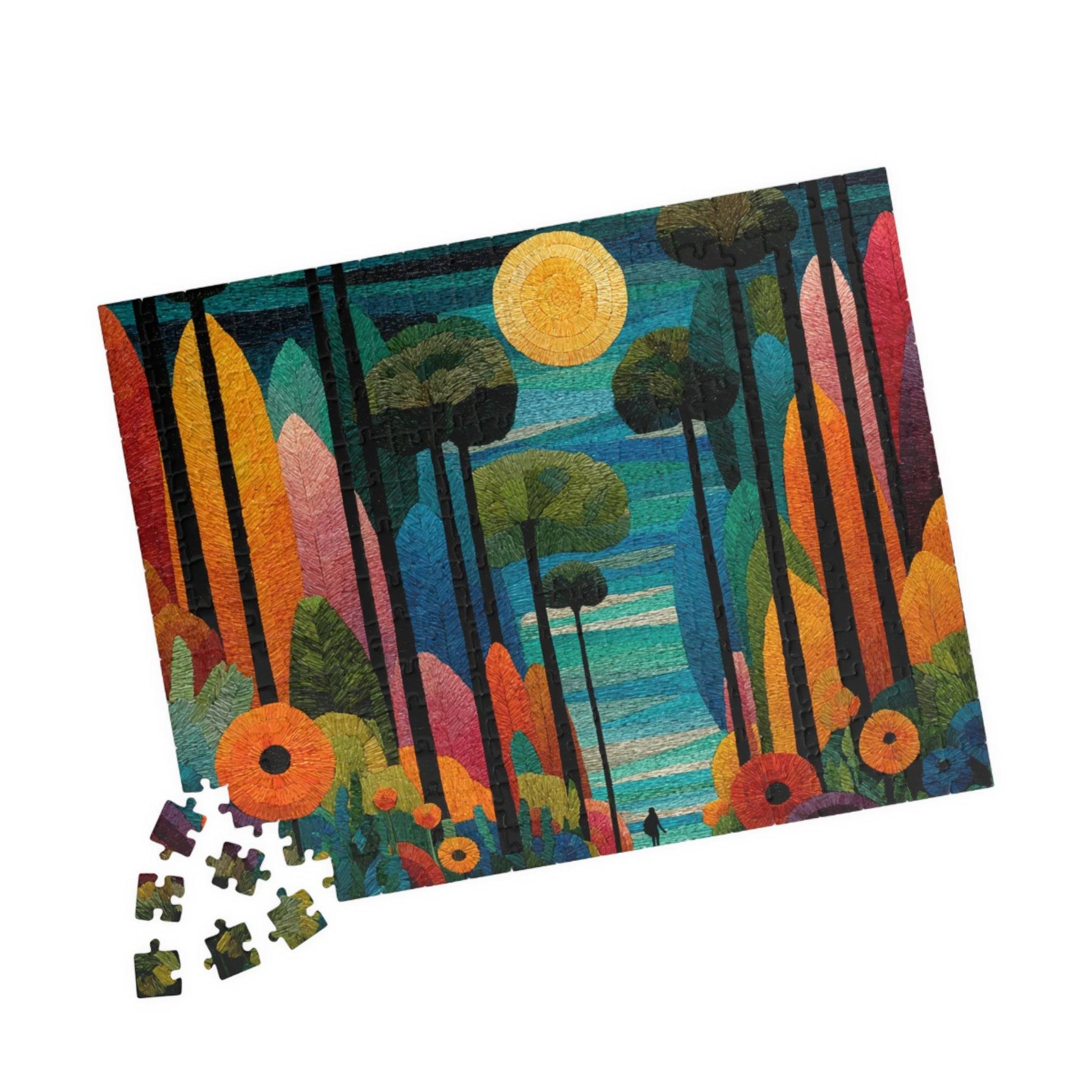 Mosaic Abstract Floral Landscape Jigsaw Puzzle, Nature Theme Holiday Birthday Gift for Friend, Family Activity, Art Decor, Mindfulness Fun 252 pcs (Horizontal) Puzzle The Puzzle Chest