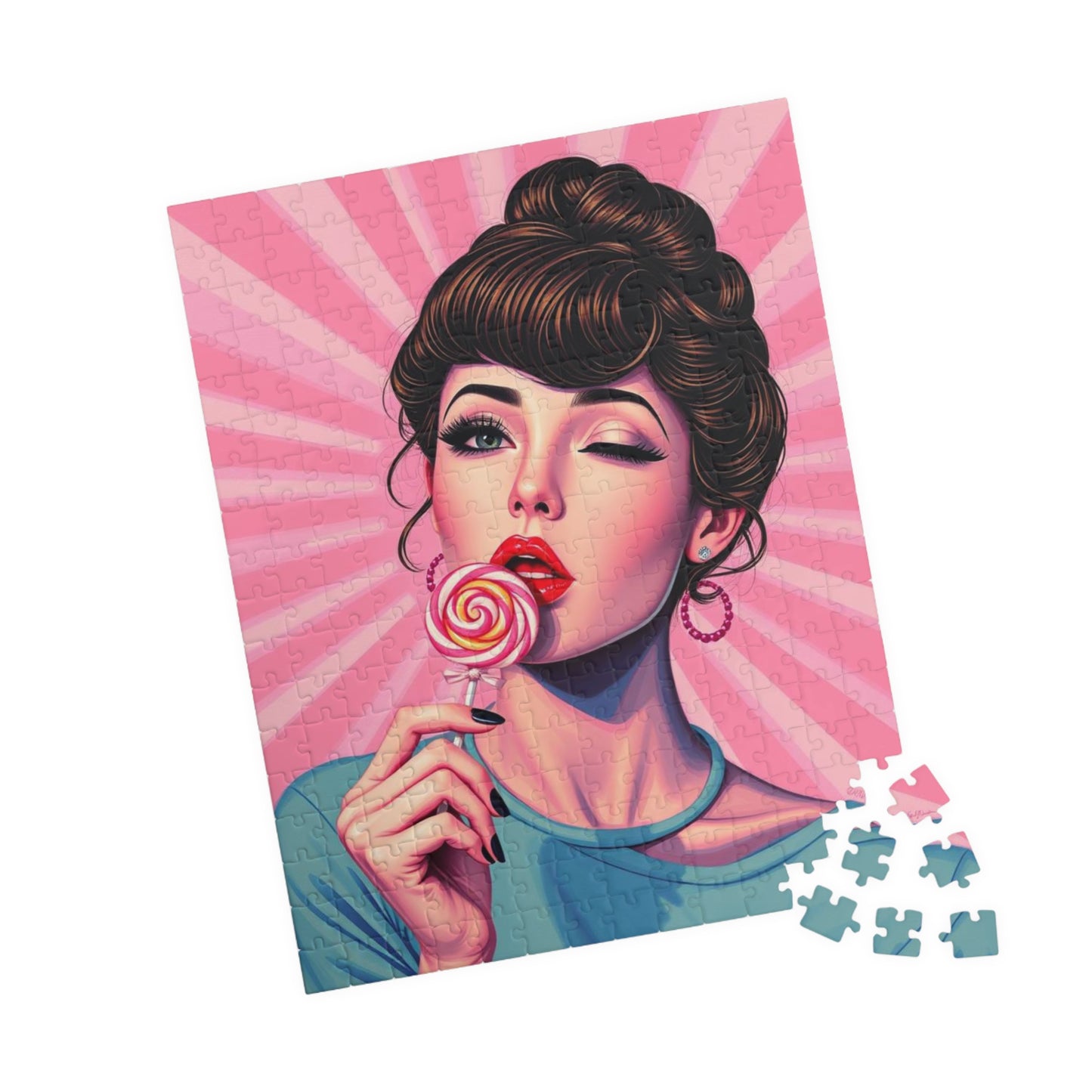 Candy Girl Pop Art Jigsaw Puzzle, Vintage Glamour Puzzle 110 - 1014-piece, Retro Gift for Puzzle Lovers, Home Activity, Fun Collectible