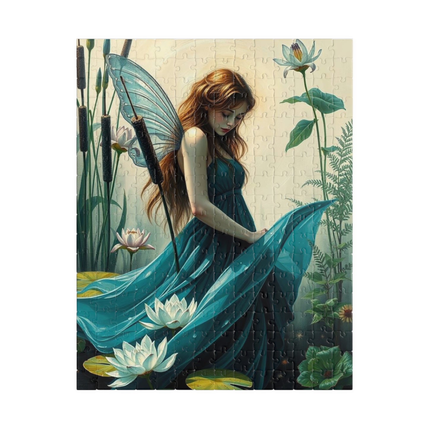 Lily Pond Secrets Fairy Puzzle, 110/252/520/1014-piece Fantasy Art Adult Jigsaw Game, Nature Lover Gift for Friend Holiday Birthday